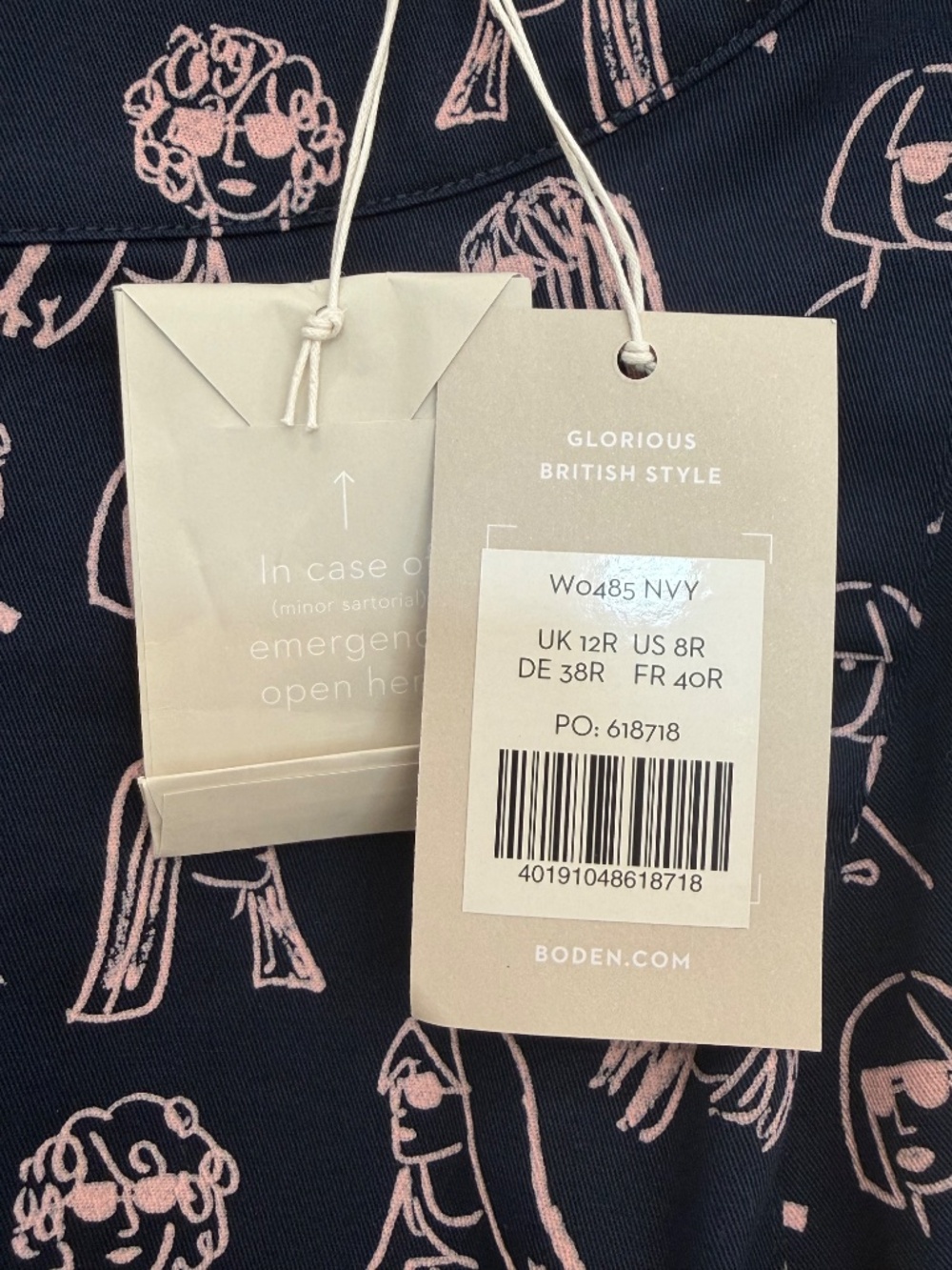 Boden NWT Women's Iona/Chit Chat Shift Dress w/ Pockets in Navy/Light Pink, US8 - Picture 5 of 8